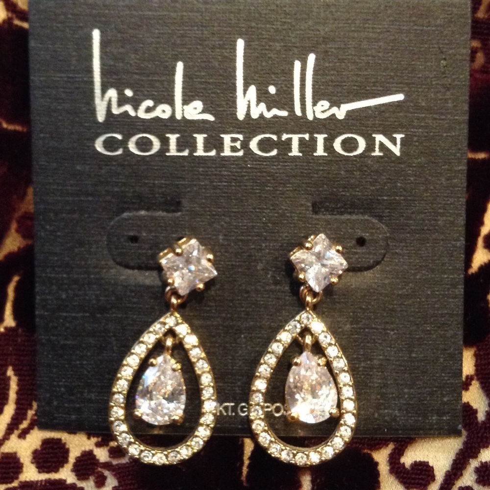Nicole Miller Collection diamond / gold earrings