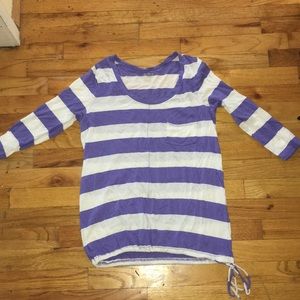 OLD NAVY WOMENS PURPLE & WHITE STRIPE SHIRT SIZE S