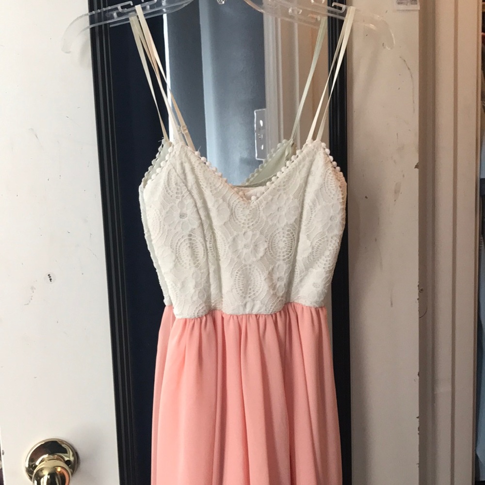 Lace top dress blush spaghetti strap