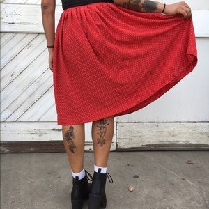 Vintage Red Polka Dot Maxi Skirt
