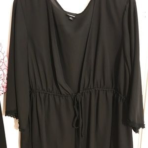 Torrid black front tie babydoll top- size 2