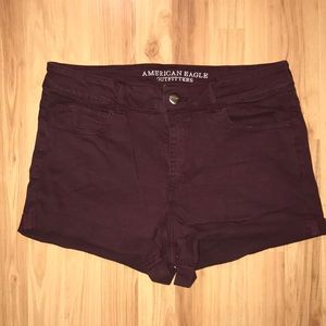 AEO Hi-Rise Burgundy Shortie