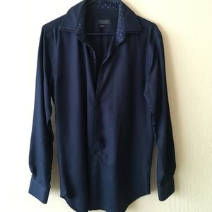 Zara dark blue double collared dress shirt