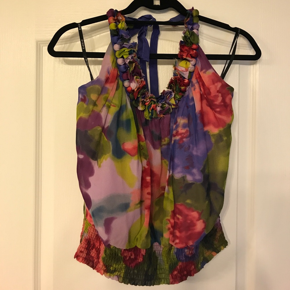 Bebe Floral Print Tie-Top
