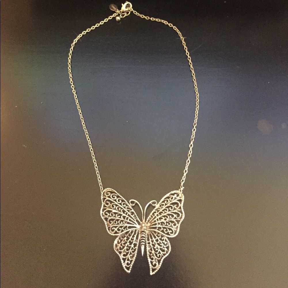 Express silver butterfly necklace
