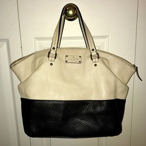 Kate Spade cream and black color block tote