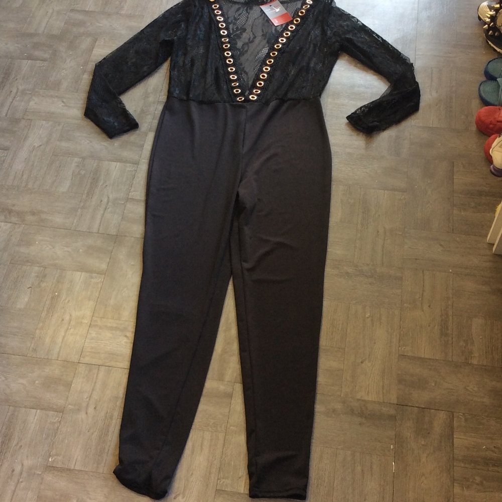 Lace & Polyester Stretch Romper