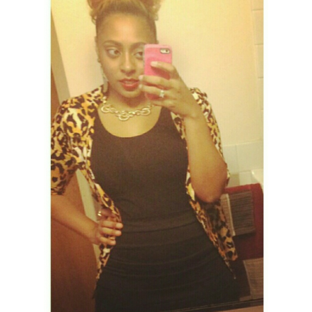 Leopard jacket belted waist