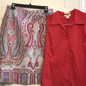 Van Heusen skirt w/matching shirt