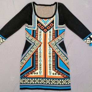 Bodycon boho sweater minidress multicolor
