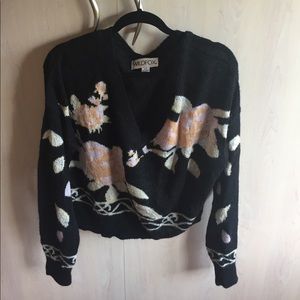Pretty black sweater with color and some metallic