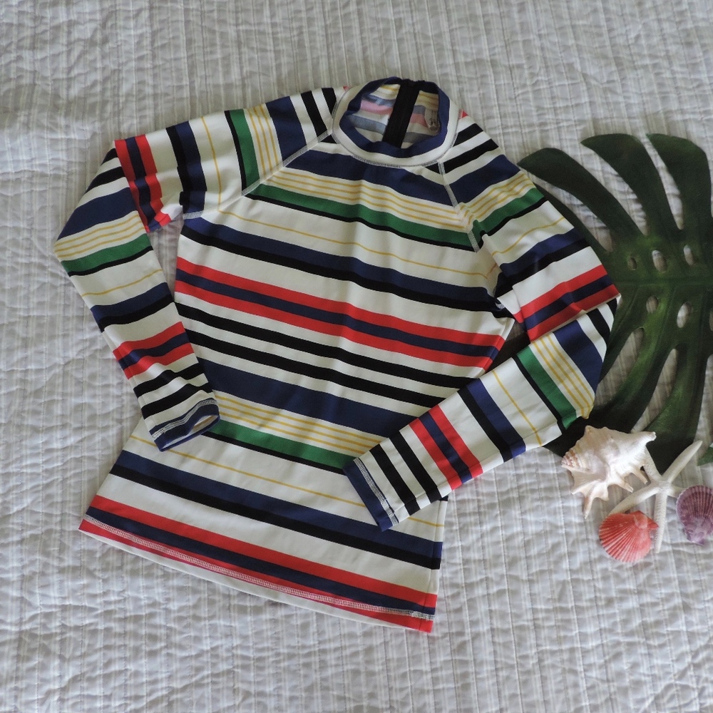 J. CREW ~ Medium Rash Guard Top Stripe Swimwear