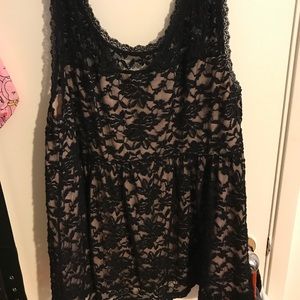 Torrid black lace with nude layer under tank top