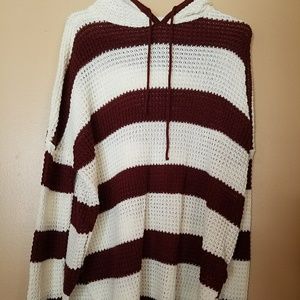 Rue 21 White Striped Sweater Medium