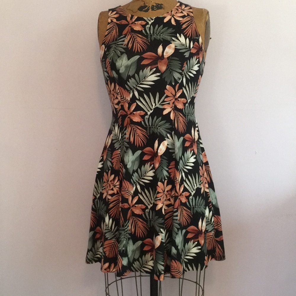 Tropical Print Skater Dress