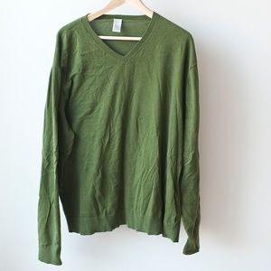 Gap Women's Green V-neck Long Sleeve Sweater XXL