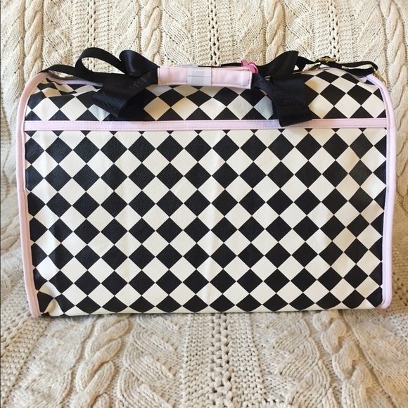 Betsey Johnson harlequin check weekender duffel - Picture 3 of 7