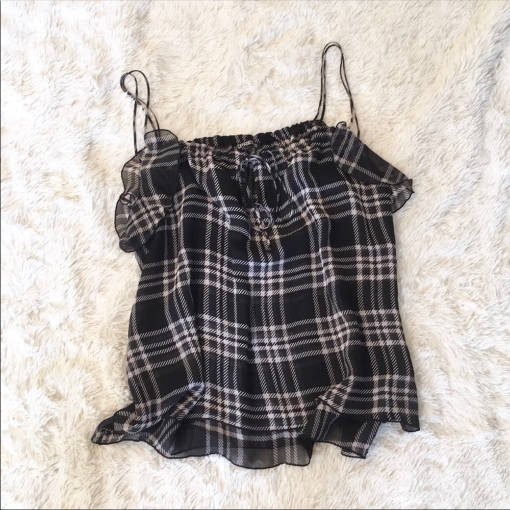 Express Plaid Double Layer Sleeveless Top