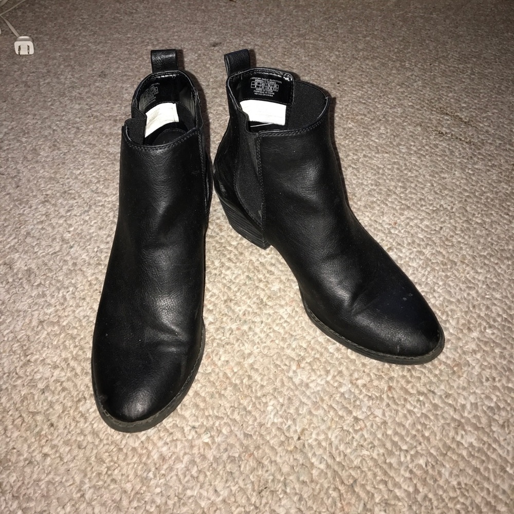 Black leather booties