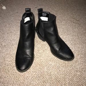 Black leather booties