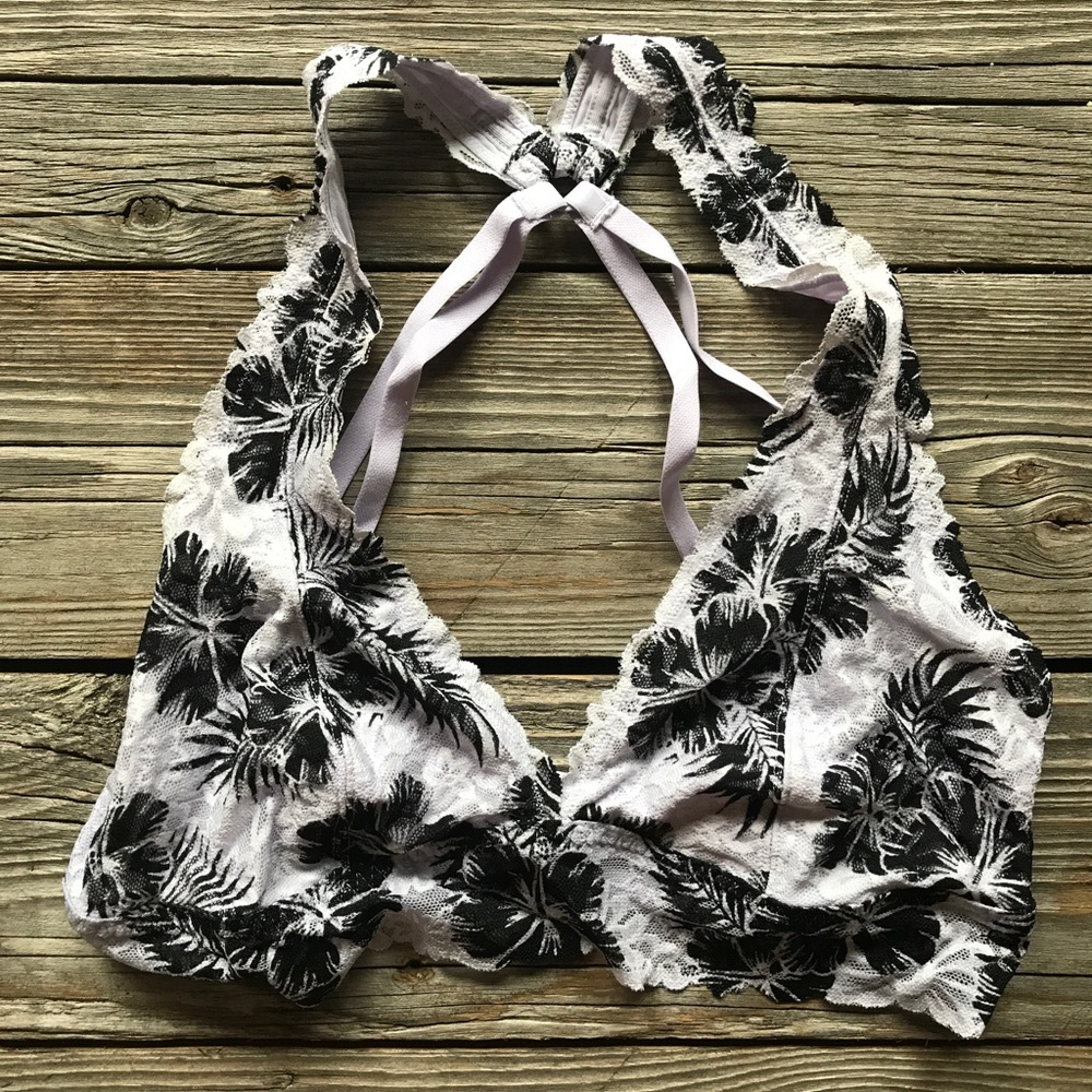 PINK lace strappy halter lines bralette