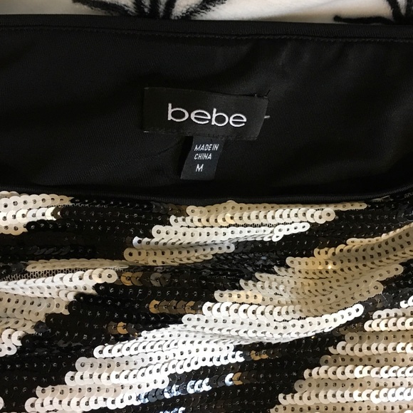 Bebe Black and white zebra sequin mini skirt - Picture 3 of 5