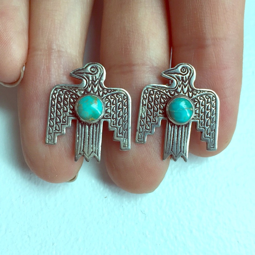St. Eve Vintage Thunder Bird Turquoise Earrings