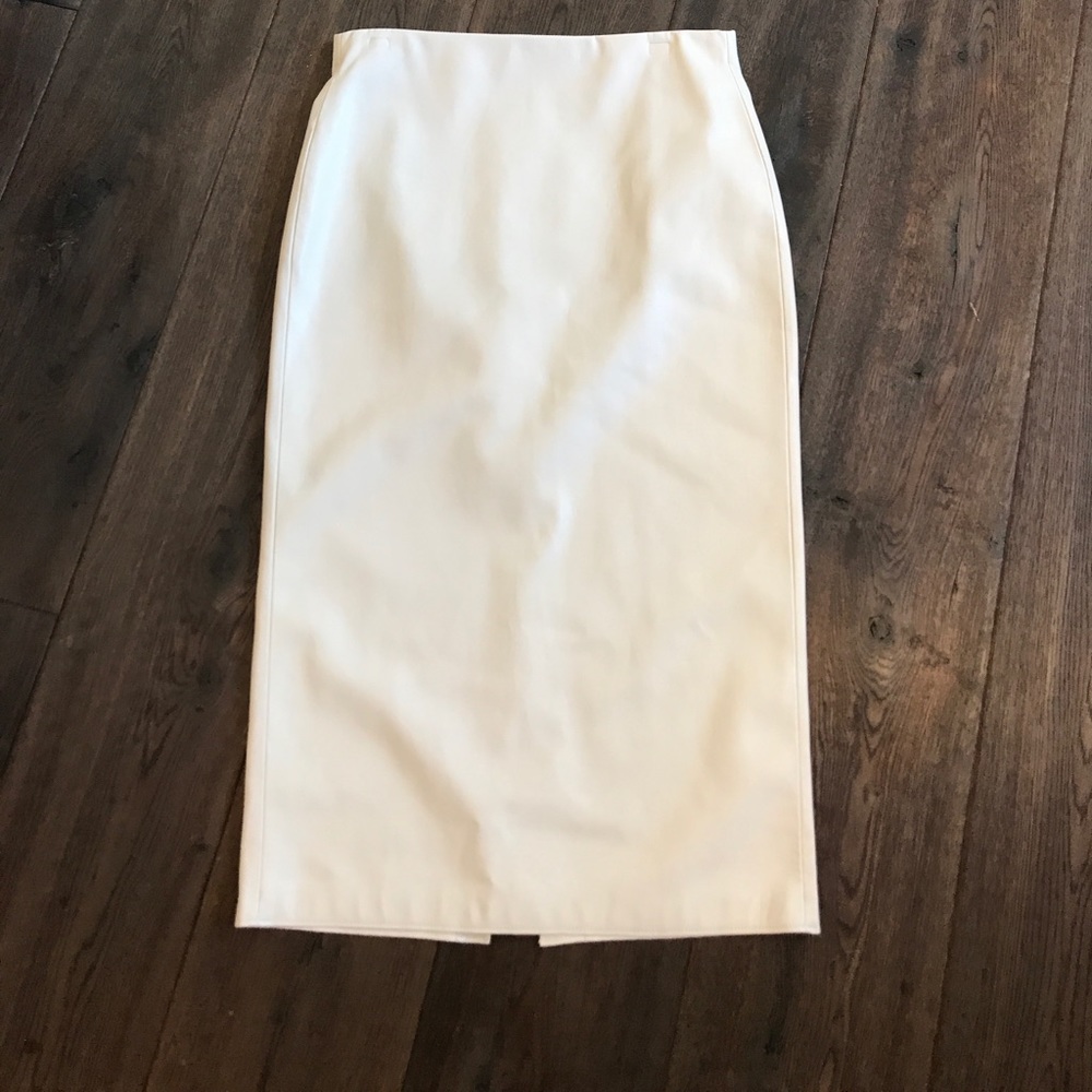 Zara Cream Leather Like Pencil Skirt Sz L