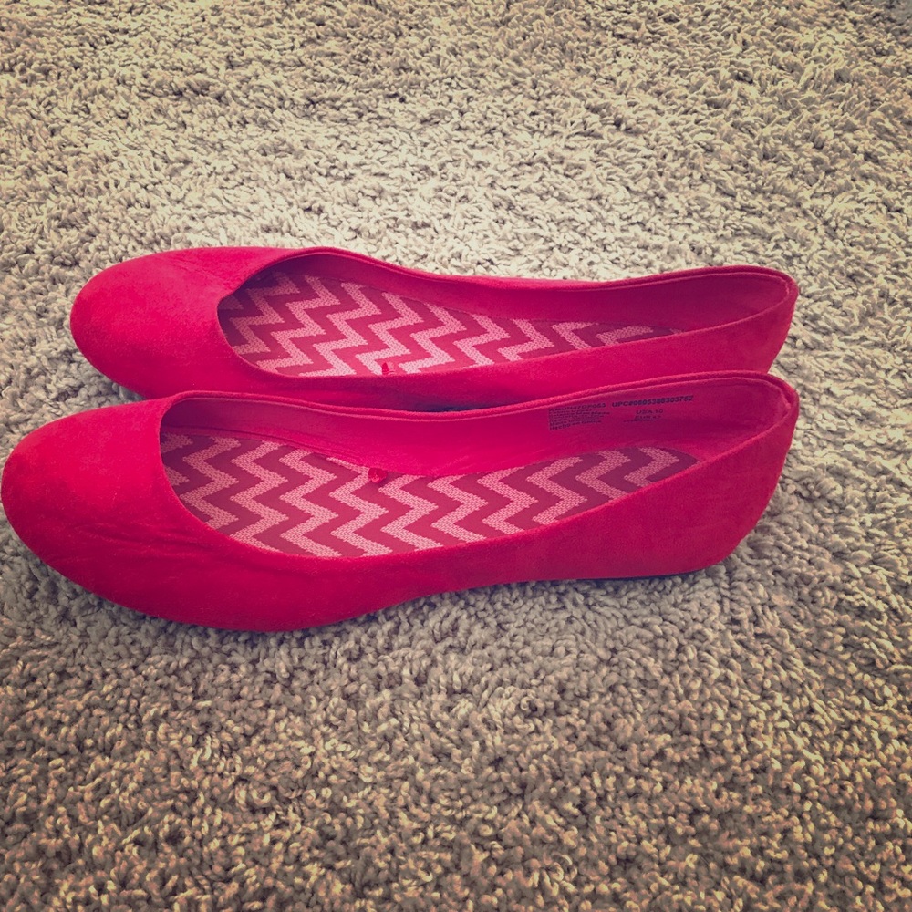 Red suede Flats