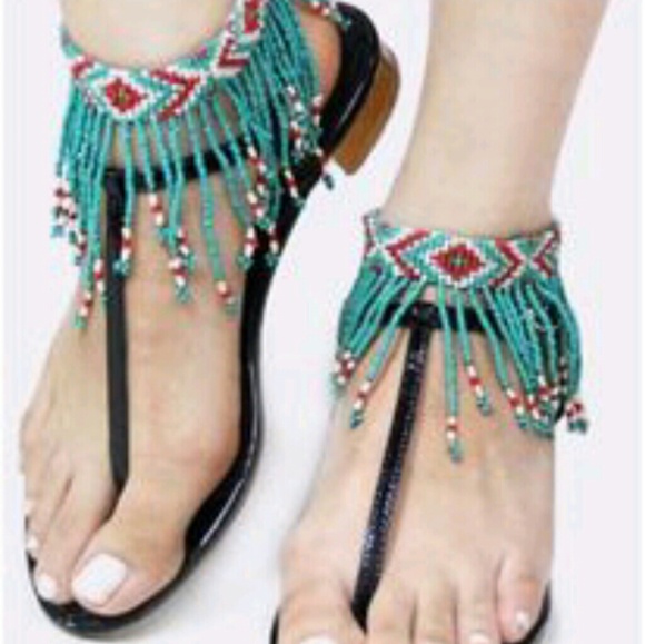 BOHEMIAN FRINGE BEADED ANKLETS (2 anklets) - Picture 2 of 4