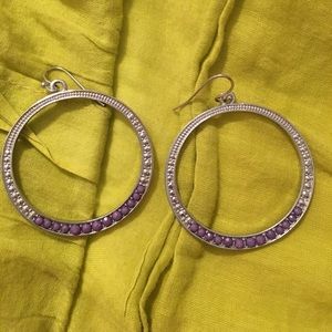 Silver and Purple Earrings