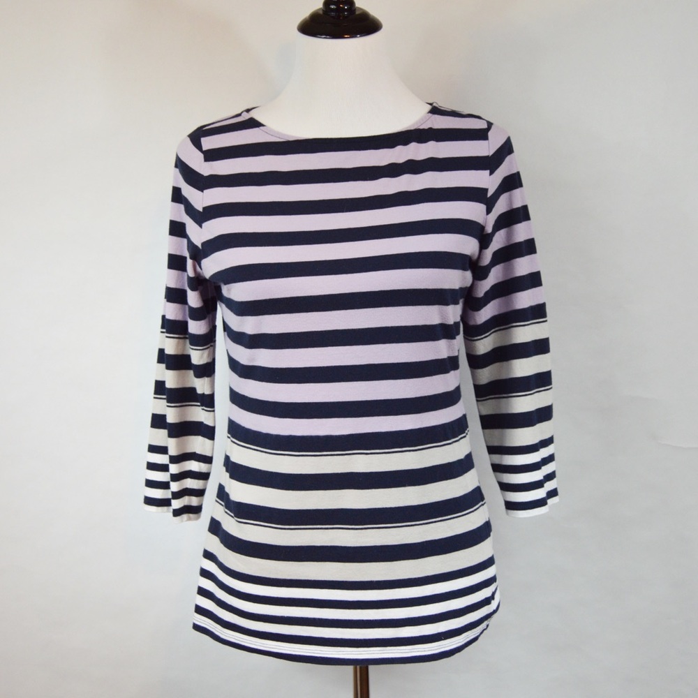 The Limited Ombré Striped 3/4 Sleeve Top