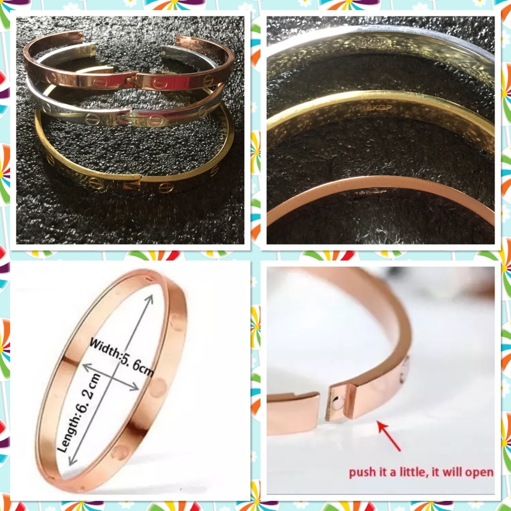 Last one gold plated stainless steel crystal cuff - Picture 2 of 5