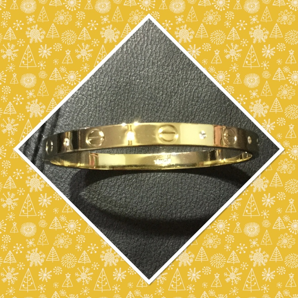 Last one gold plated stainless steel crystal cuff - Picture 5 of 5