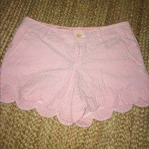 Lilly Pulitzer pink and white seersucker shorts
