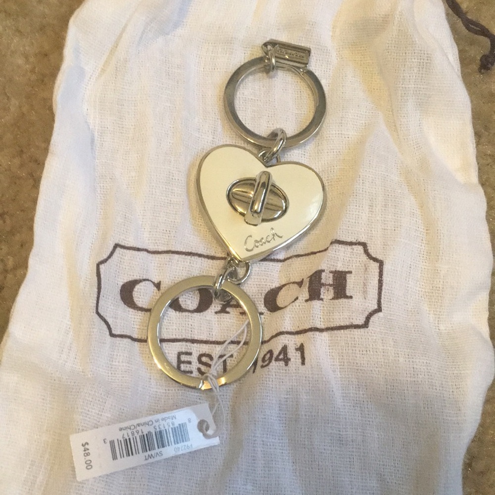 White heart coach keychain
