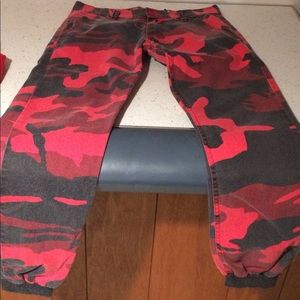 Red camo joggers