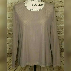 Chicos sheer lined neutral polka dot top Large