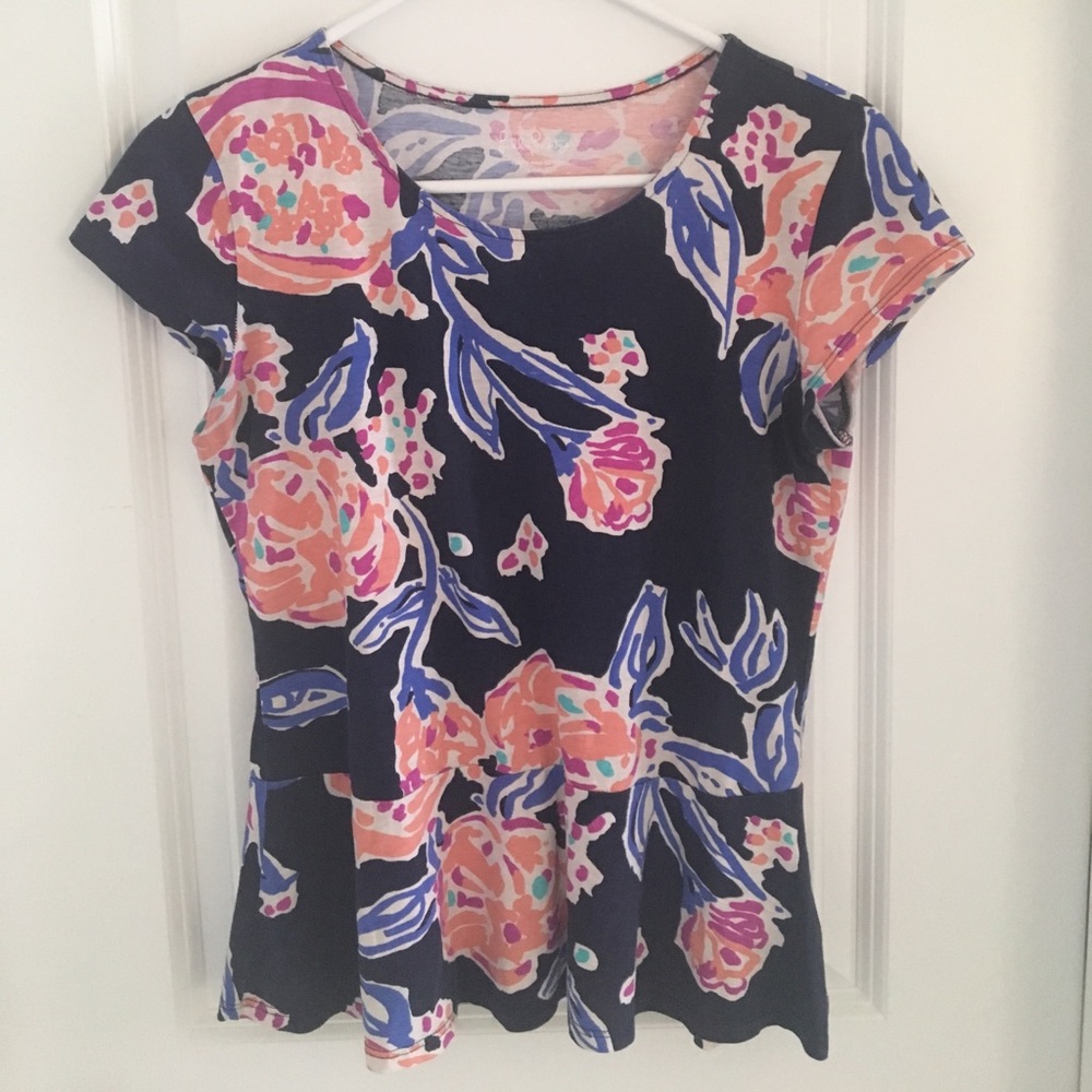 🚫SOLD🚫Lilly Pulitzer Pom Pom Peplum Cotton Top