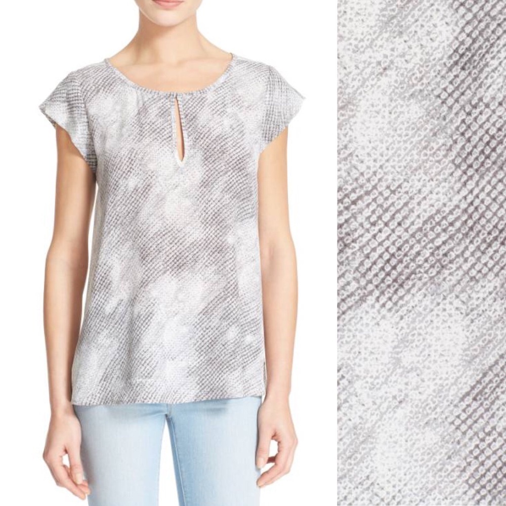 Joie Silk Cap Sleeve Printed Blouse