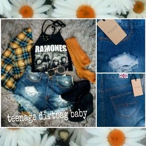 High-Waisted Denim Machine Shorts