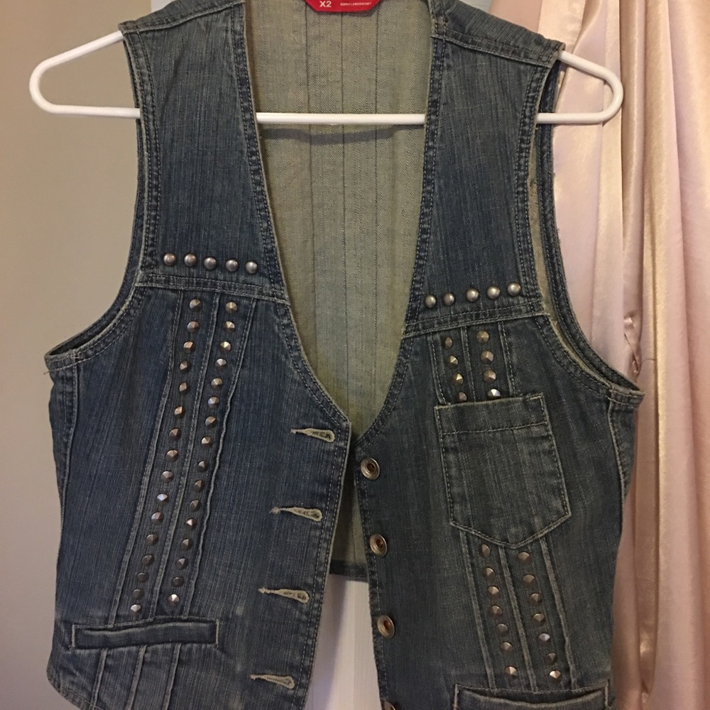 Studded jean vest
