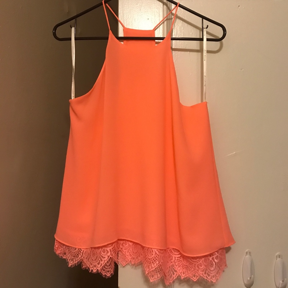 Coral Tank Top with Lace