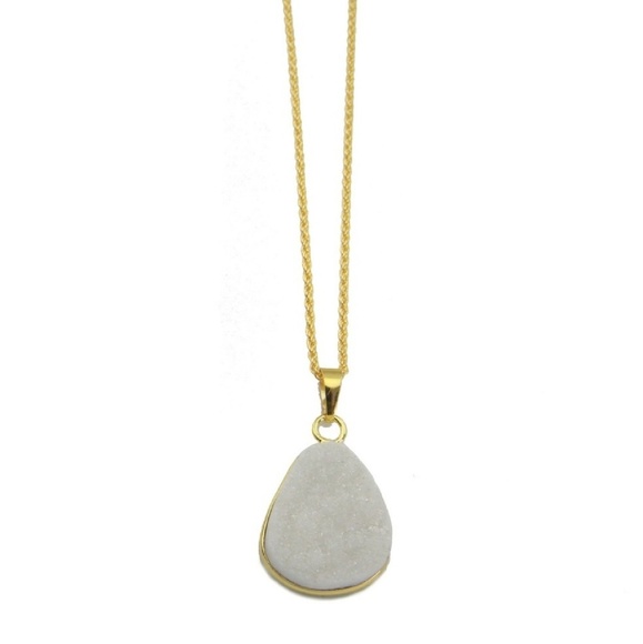 White Druzy Pendant Necklace - Picture 2 of 5