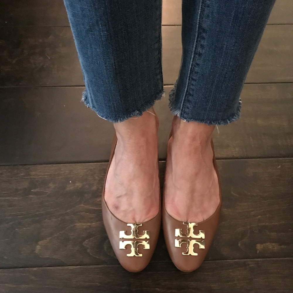 Tory Burch Raleigh Ballet Brown Leather Flats