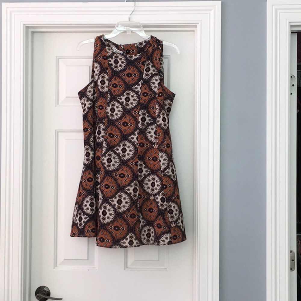 Navy and Orange printed dress