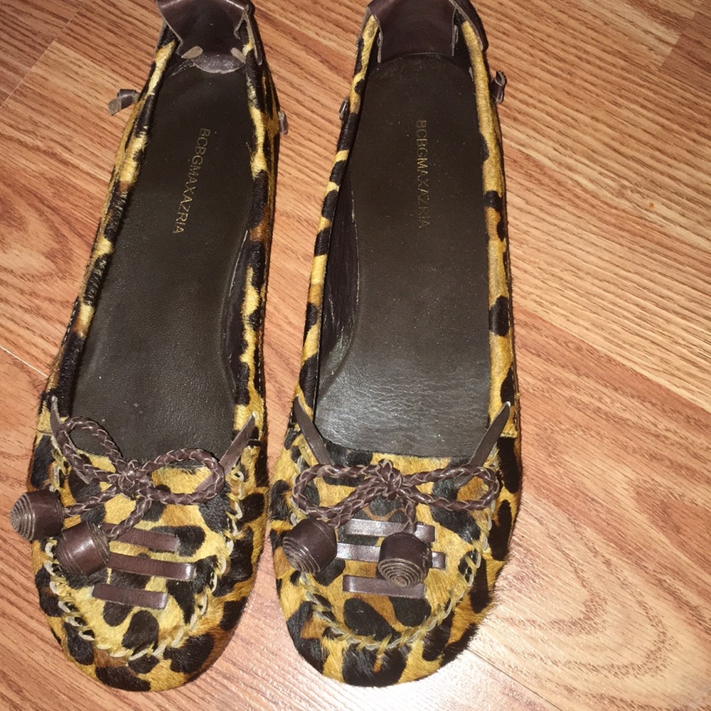 Bcbg Maxazria pony hair leopard loafers