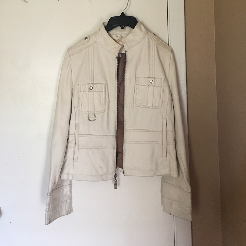 Cream Authentic Leather Jacket