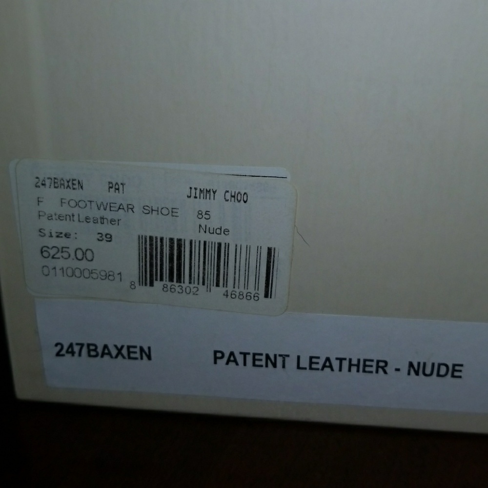 Jimmy Choo patent leather nude shoes