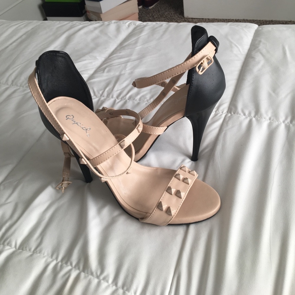 Tan & Black Studded Heels